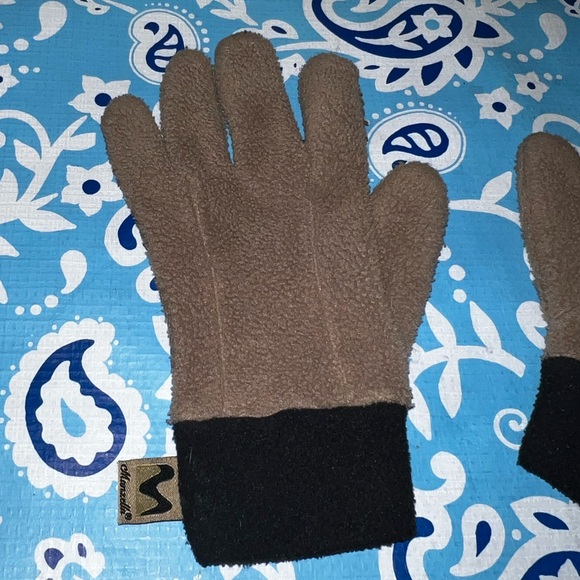 ⭐️Vintage Manzella Textured Fleece Brown Black Gloves - Picture 5 of 10